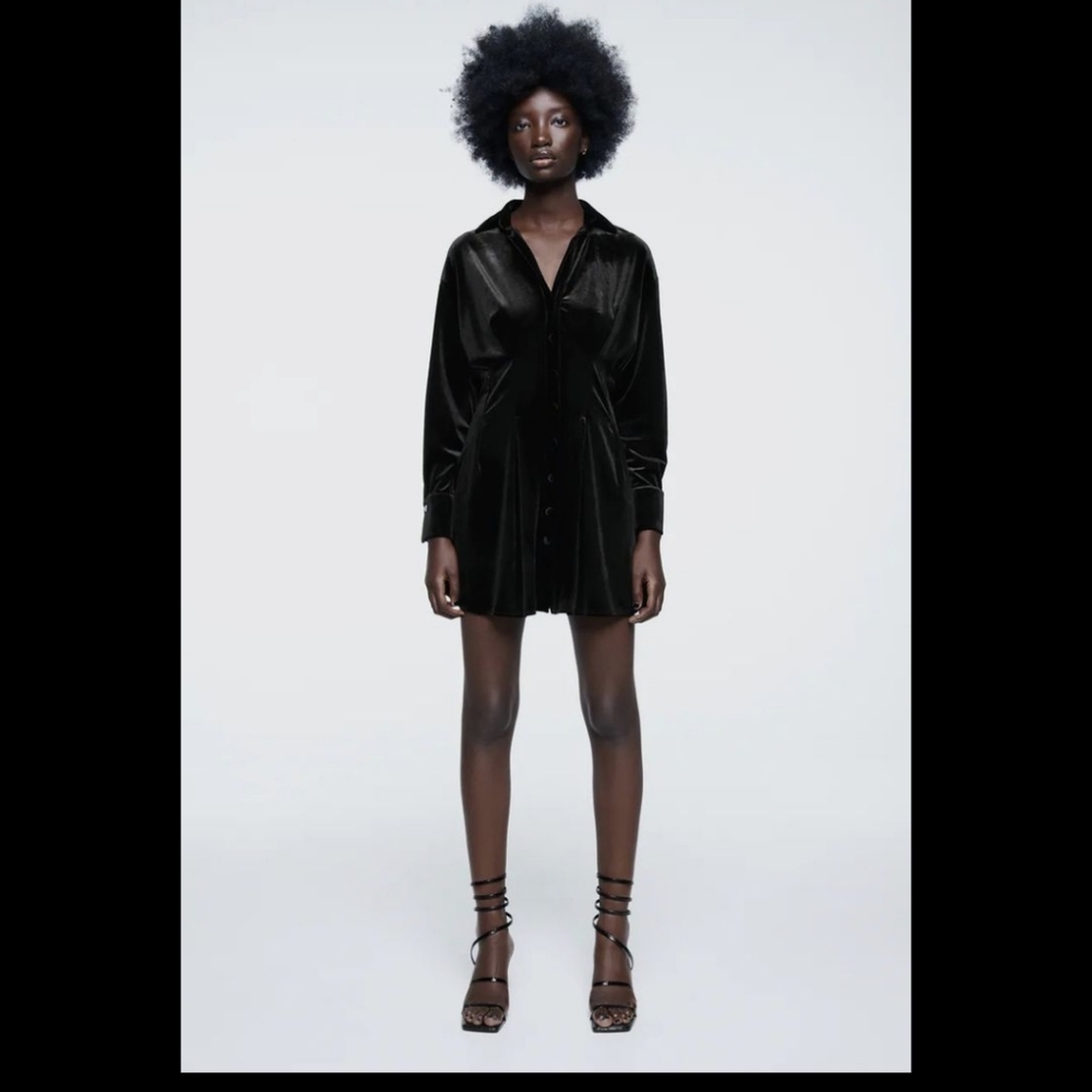 BNWT!ZARA VELVET SHIRT DRESS